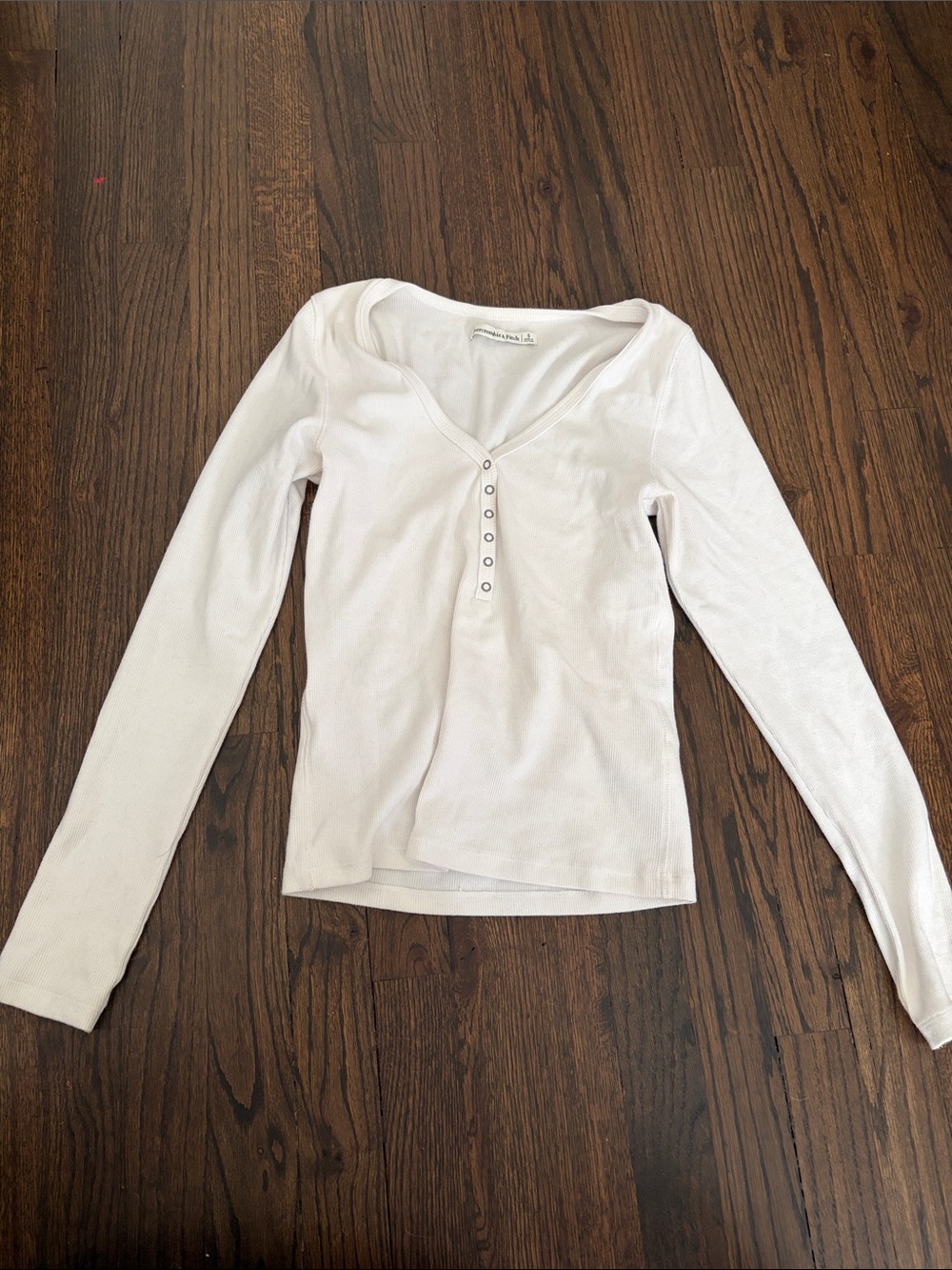 Abercrombie & Fitch White Long-Sleeve Henley Top S